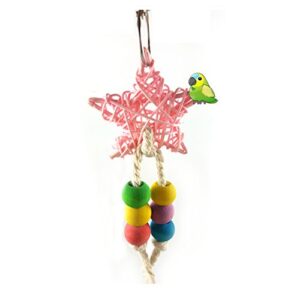 SONGBIRDTH Parrot Chew Toys - Colorful Bead Bird Five-Point Star Shape Cage Swing Chewing Climbing Parrot Toy for Medium and Small Parrot Random Color