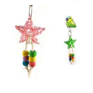 SONGBIRDTH Parrot Chew Toys - Colorful Bead Bird Five-Point Star Shape Cage Swing Chewing Climbing Parrot Toy for Medium and Small Parrot Random Color