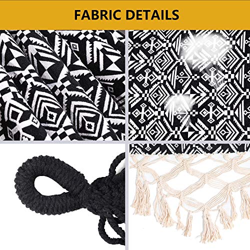 ROOITY Portable Hammock with Tassel,2 Person,Brazilian Tree Hammocks with Carry Bag for Bedroom,Garden,Backyard,Patio,Outdoor and Indoor XX-Large Black/White Woven Cotton Fabric, Up to 450Lbs