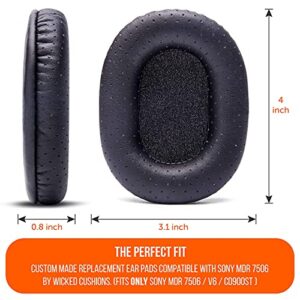 Comfort Pack | WC Wicked Cushions Replacement Ear Pads for Sony MDR 7506 | Soft Leather, Luxury Memory Foam, Unmatched Durability | Compatible with MDR 7506 / MDR V6 / MDR CD900ST (Black & Perforated)