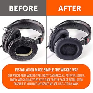 Comfort Pack | WC Wicked Cushions Replacement Ear Pads for Sony MDR 7506 | Soft Leather, Luxury Memory Foam, Unmatched Durability | Compatible with MDR 7506 / MDR V6 / MDR CD900ST (Black & Perforated)