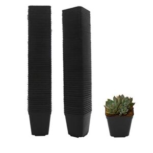 goetor pastic nursery pots square plant pot 100 pcs durable balck starter container for starting seedlings or succulents (2.2 inch)