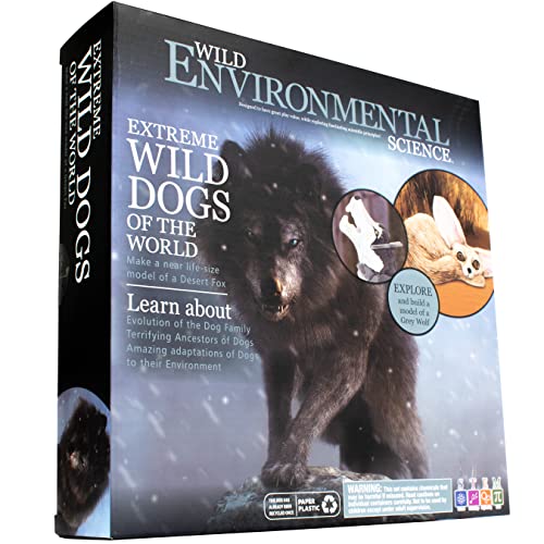 WILD ENVIRONMENTAL SCIENCE Extreme Wild Dogs of The World - for Ages 6+ - Create and Customize Models and Dioramas - Study The Most Extreme Animals