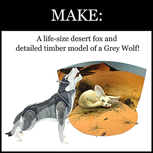 WILD ENVIRONMENTAL SCIENCE Extreme Wild Dogs of The World - for Ages 6+ - Create and Customize Models and Dioramas - Study The Most Extreme Animals