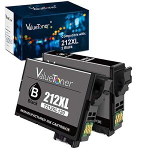 valuetoner remanufactured ink cartridge replacement for epson 212 xl 212xl t212 xl used to expression xp 4105 xp 4100 workforce wf 2830 wf 2850 printer (black, 2-pack)