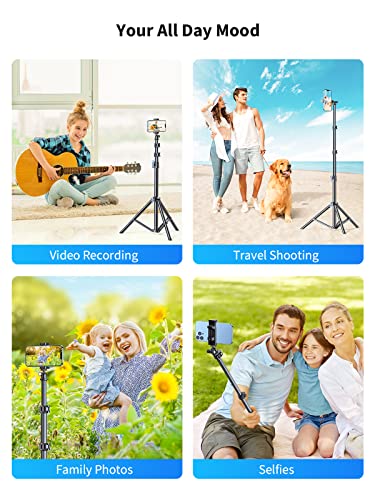 [𝗕𝗲𝘀𝘁 𝗤𝘂𝗮𝗹𝗶𝘁𝘆] 67" Phone Tripod, 𝗦𝘁𝘂𝗿𝗱𝘆 & 𝗣𝗼𝗿𝘁𝗮𝗯𝗹𝗲 iPhone Tripod Stand with Remote, Selfie Stick Tripod for Cell Phone Tripod for iPhone 14 Pro Max Plus 13 Samsung All Phones