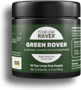 four leaf rover green rover - super greens with organic broccoli sprout and spirulina powder for dogs - 15 to 120 day supply, depending on dog’s weight - liver support - vet formulated