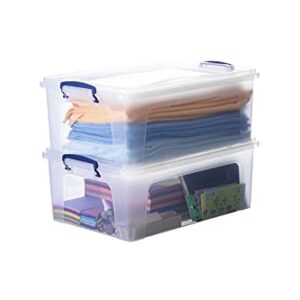 Superio 22 Qt Clear Plastic Storage Bins with Lids and Latches, Organizing Containers, Stackable Plastic Tote for Household, Garage, School, and Office, 2 Pack