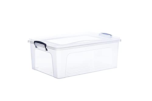 Superio 22 Qt Clear Plastic Storage Bins with Lids and Latches, Organizing Containers, Stackable Plastic Tote for Household, Garage, School, and Office, 2 Pack