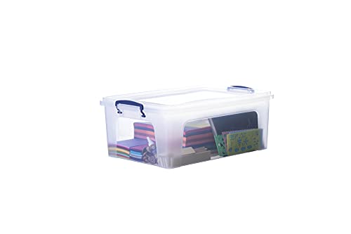 Superio 22 Qt Clear Plastic Storage Bins with Lids and Latches, Organizing Containers, Stackable Plastic Tote for Household, Garage, School, and Office, 2 Pack