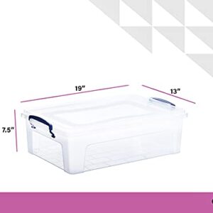 Superio 22 Qt Clear Plastic Storage Bins with Lids and Latches, Organizing Containers, Stackable Plastic Tote for Household, Garage, School, and Office, 2 Pack