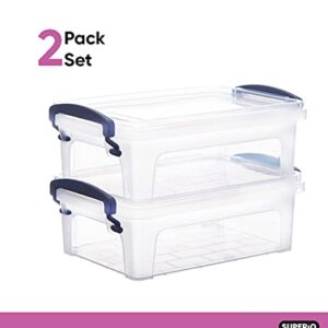 Superio 22 Qt Clear Plastic Storage Bins with Lids and Latches, Organizing Containers, Stackable Plastic Tote for Household, Garage, School, and Office, 2 Pack