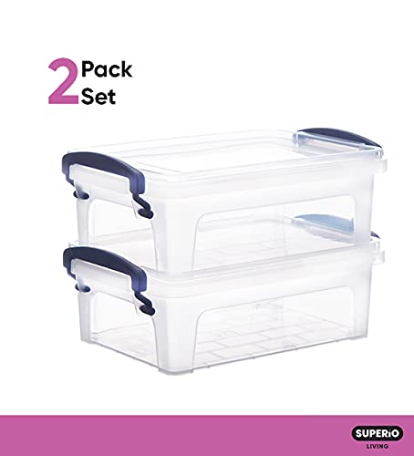 Superio 22 Qt Clear Plastic Storage Bins with Lids and Latches, Organizing Containers, Stackable Plastic Tote for Household, Garage, School, and Office, 2 Pack