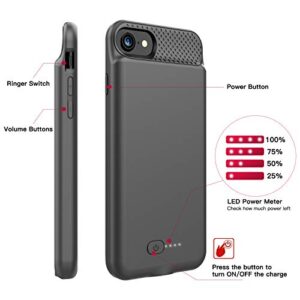 BOPPS Battery Case for iPhone 8/7/6s/6/SE(2022/2020), Powerful 6000mAh Ultra Slim iPhone Charging Case 360°Protection Rechargeable Extended Battery Charger Case for iPhone 8/7/6s/6/SE(3rd and 2nd Gen)