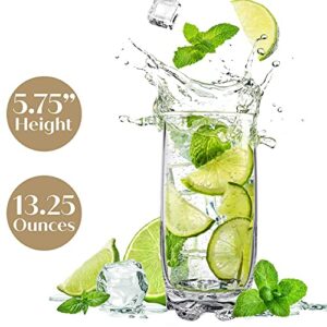 Home Essentials & Beyond Drinking Glasses set of 8 Highball Glass cups Premium Cooler 13.25 Oz. Glassware – Ideal for Water, Juice, Cocktails, Iced Coffee, Iced Tea.