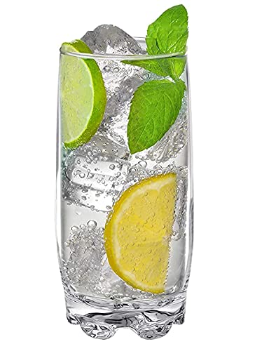 Home Essentials & Beyond Drinking Glasses set of 8 Highball Glass cups Premium Cooler 13.25 Oz. Glassware – Ideal for Water, Juice, Cocktails, Iced Coffee, Iced Tea.