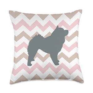 chow chow gifts all co chow dog mom dad pink wave pet gift throw pillow, 18x18, multicolor