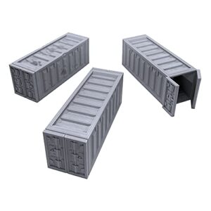cargo containers, 3d printed tabletop rpg scenery and wargame terrain for 28mm miniatures
