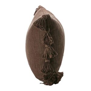 Creative Co-Op Cotton Slub Lumbar Tassels, Iron Color Pillow