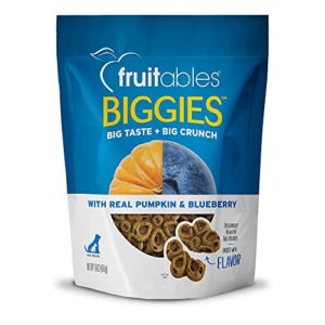 fruitables biggies dog biscuits – crunchy dog biscuits made with pumpkin – healthy dog treats packed with – free of wheat, corn and soy – pumpkin & blueberry – 16 ounces