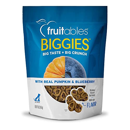 Fruitables Biggies Dog Biscuits – Crunchy Dog Biscuits Made with Pumpkin – Healthy Dog Treats Packed with – Free of Wheat, Corn and Soy – Pumpkin & Blueberry – 16 Ounces