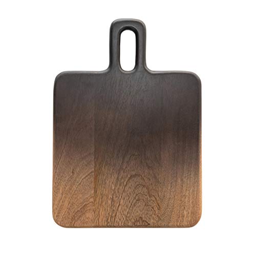 Bloomingville Mango Wood Cheese Handle, Black & Natural Ombre Cutting Board, 14" x 10" (AH1792)