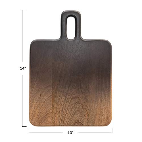 Bloomingville Mango Wood Cheese Handle, Black & Natural Ombre Cutting Board, 14" x 10" (AH1792)