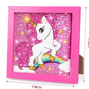 TOY Life 5D Diamond Painting Kits for Kids with Wooden Frame - Diamond Arts and Crafts for Kids Ages 6-8-10-12 Gem Art Painting Kit Girls Unicorn Crafts - Unicorn Diamond Painting Kits for Kids Girls