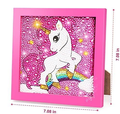 TOY Life 5D Diamond Painting Kits for Kids with Wooden Frame - Diamond Arts and Crafts for Kids Ages 6-8-10-12 Gem Art Painting Kit Girls Unicorn Crafts - Unicorn Diamond Painting Kits for Kids Girls