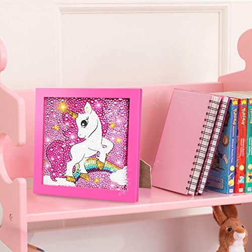 TOY Life 5D Diamond Painting Kits for Kids with Wooden Frame - Diamond Arts and Crafts for Kids Ages 6-8-10-12 Gem Art Painting Kit Girls Unicorn Crafts - Unicorn Diamond Painting Kits for Kids Girls