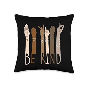be kind sign language hand talking teachers gift be kind sign language hand talking teachers interpreter asl throw pillow, 16x16, multicolor