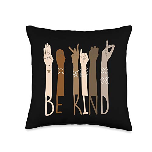 Be Kind Sign Language Hand Talking Teachers Gift Be Kind Sign Language Hand Talking Teachers Interpreter ASL Throw Pillow, 16x16, Multicolor