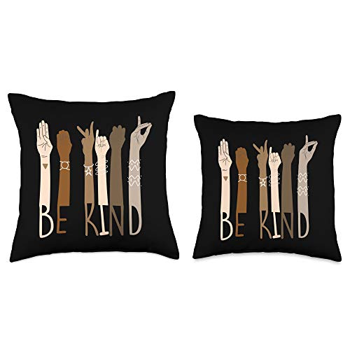 Be Kind Sign Language Hand Talking Teachers Gift Be Kind Sign Language Hand Talking Teachers Interpreter ASL Throw Pillow, 16x16, Multicolor