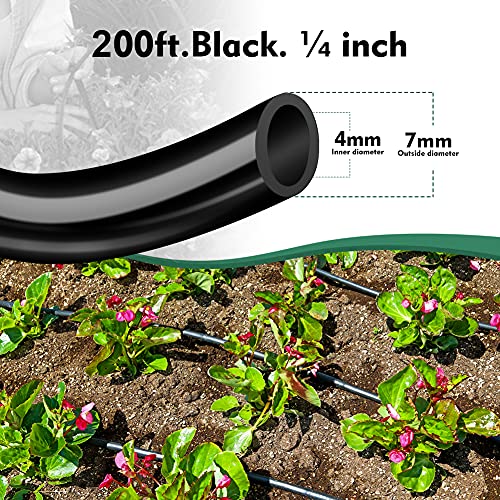 200ft 1/4 inch Drip Irrigation Tubing Blank Distribution Tubing Drip Irrigation Hose Garden Watering Tube Line for Garden Irrigation System