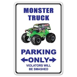 zypeng metal street sign monster truck parking only violators will be smashed decor tin signs 8 x 12 inches