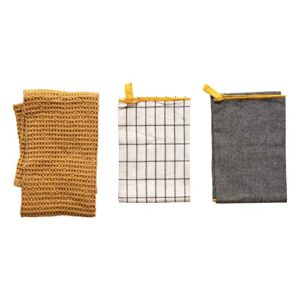 creative co-op cotton tea, multi color, set of 3 towel, 3 count