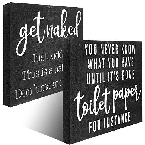 2 Pieces You Never Know What You Have Until It's Gone Toilet Paper Sign Get Naked Funny Bathroom Sign Bathroom Wall Sign Decor Half Bathroom Wooden Sign Rustic Bathroom Toilet Plaque, 4 x 5 Inch