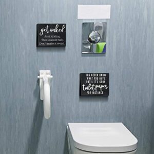 2 Pieces You Never Know What You Have Until It's Gone Toilet Paper Sign Get Naked Funny Bathroom Sign Bathroom Wall Sign Decor Half Bathroom Wooden Sign Rustic Bathroom Toilet Plaque, 4 x 5 Inch