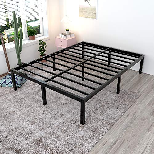 yookare 18 Inch Tall 3500lbs Heavy Duty Bed Frame Metal Platform/Maximum Storage/Mattress Foundation/Steel Slats Support/Noise Free/Box Spring Replacement,King