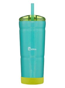 bubba envy s vacuum-insulated stainless steel tumbler with lid, straw, and removable bumper, 24oz reusable iced coffee or water cup, bpa-free travel tumbler, island teal iridescent