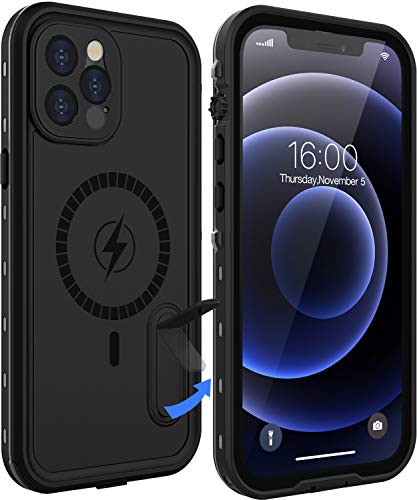 Diverbox Design for iPhone 12 Pro Max Waterproof Case with Kickstand, Durable Shockproof Phone Case Cover with Built in Screen Protector for iPhone 12 Pro max 6.7'' Only (Black)