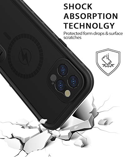 Diverbox Design for iPhone 12 Pro Max Waterproof Case with Kickstand, Durable Shockproof Phone Case Cover with Built in Screen Protector for iPhone 12 Pro max 6.7'' Only (Black)