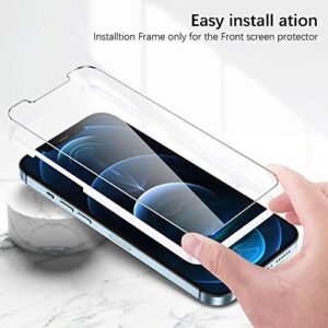 BREAKiX [3+3+3 Pack] Screen Protector Compatible with iPhone 12 Pro Max (6.7 inch), Front + Back Screen Protector + Camera Lens Protector Tempered Glass 9H HD [Installation Frame] [Precise Cutout]