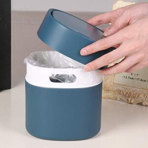 Sheebo Modern Plastic Mini Wastebasket Trash Can with Lid and 180 Counts Strong Mini Trash Bag Bundle