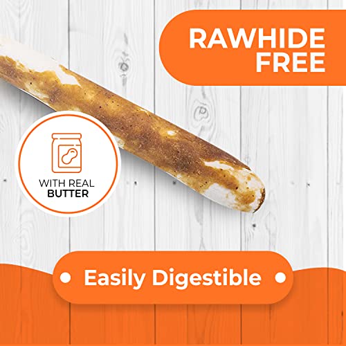 Canine Naturals Peanut Butter Chew - Rawhide Free and Dog Treats - Made from Real Peanut Butter - All-Natural and Easily Digestible - 40 Pack of 5 Inch Stick Chews