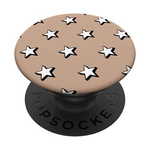 minimal neutral aesthetic star print tan popsockets popgrip: swappable grip for phones & tablets
