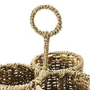 Creative Co-Op Woven Seagrass Caddy with 3 Sections Basket, Natural