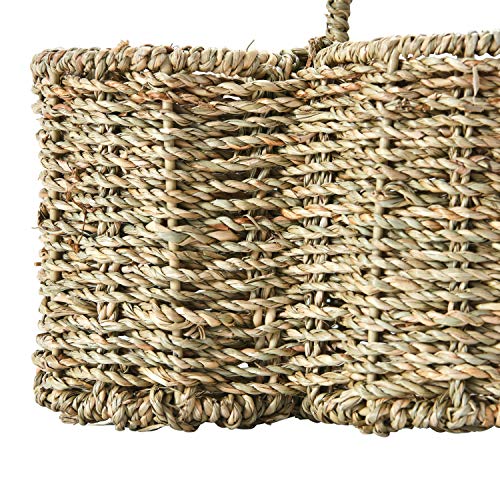 Creative Co-Op Woven Seagrass Caddy with 3 Sections Basket, Natural