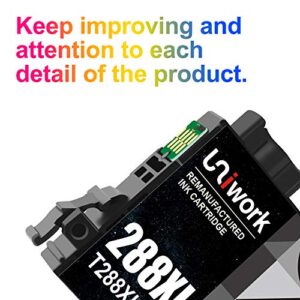 Uniwork Remanufactured 288XL Ink Cartridge Replacement for Epson 288 XL 288XL T288XL High Yield to use with XP-440 XP-330 XP-340 XP-430 XP-446 XP-434 Printer Tray (Upgraded Chip, 2 Black)