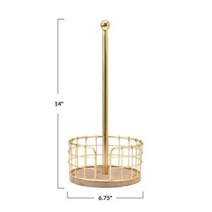 Bloomingville Metal & Wood Basket Base, Gold Finish Paper Towel Holder